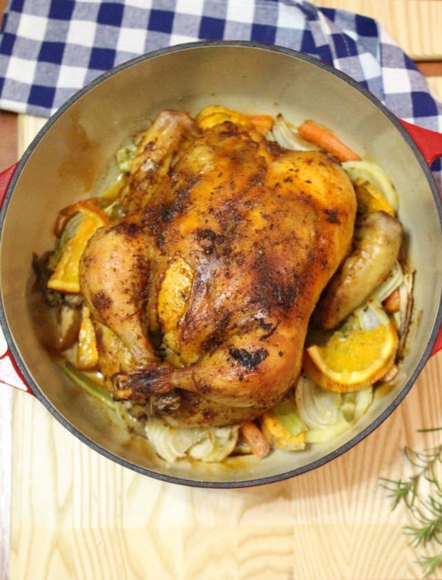 Dutch Oven Whole Roasted Chicken 