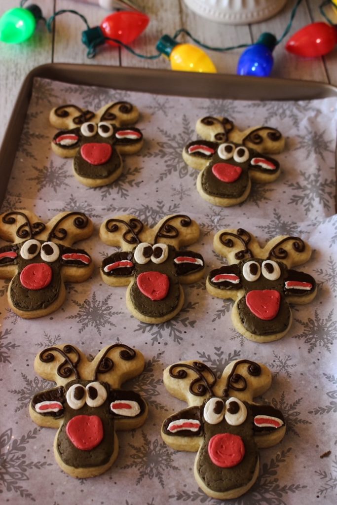 Reindeer Sugar Cookies Using Gingerbread Cookie Cutter