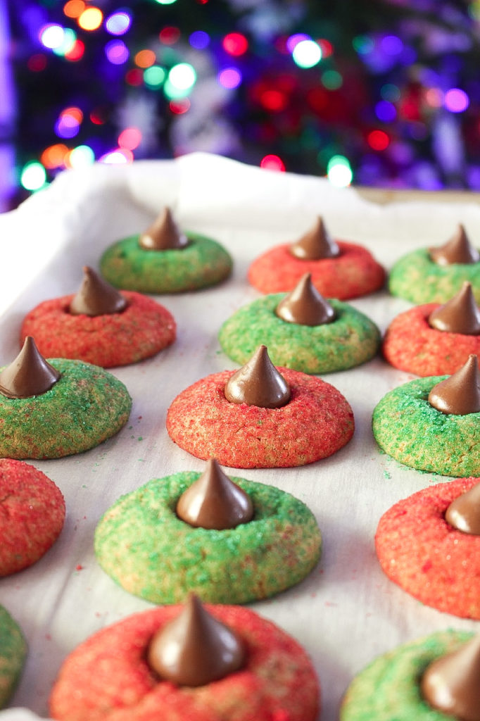 Peanut Butter Blossom Cookies: Red & Green
